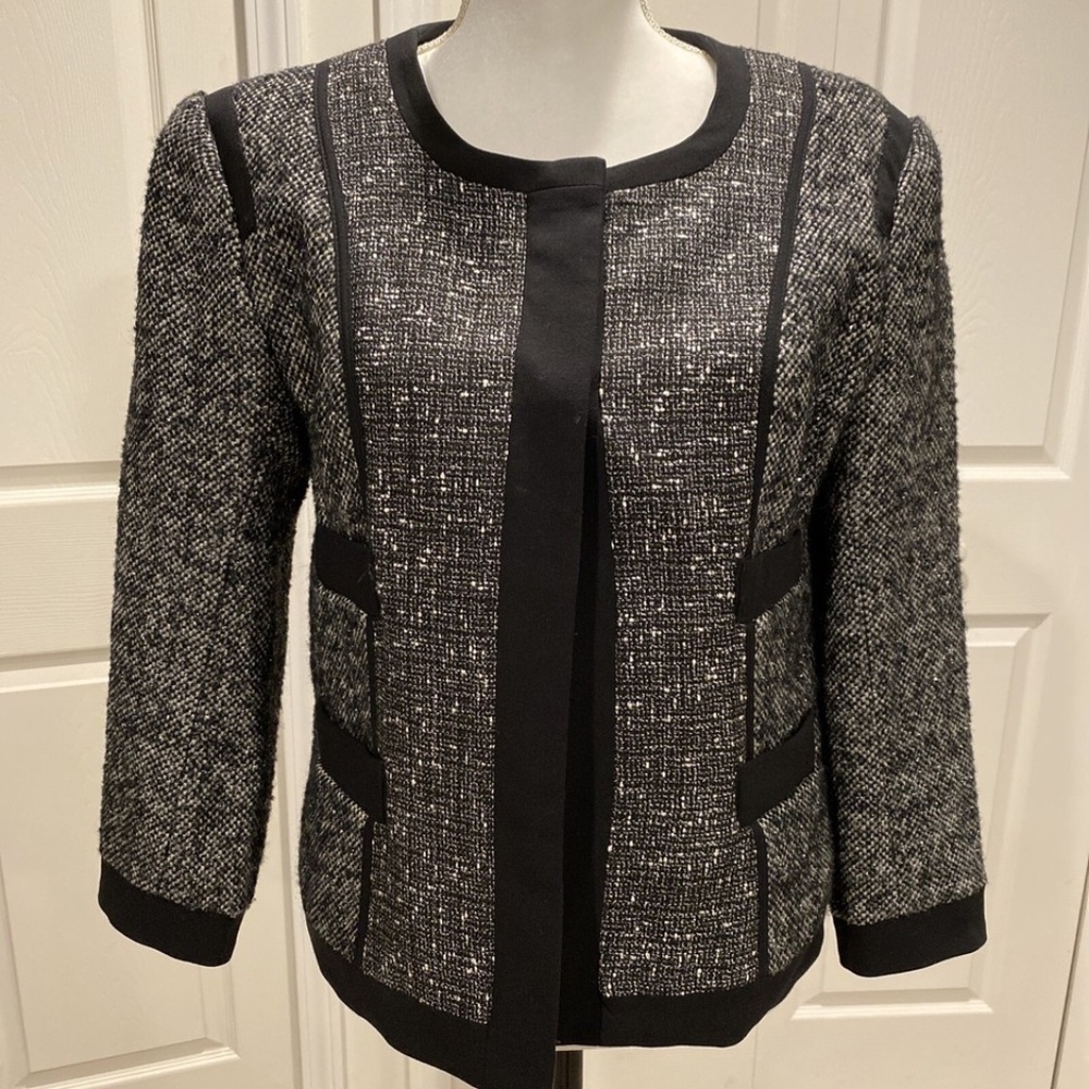 Narciso Rodriguez Womens Blazer Jacket Size M Black/Grey with Mettalic Threads